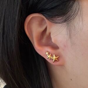 14K Solid Rose Gold Star Single Stud Earring